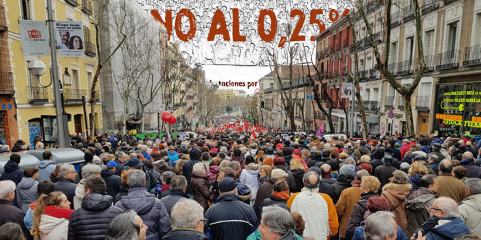 Video || FeSMC UGT Madrid ha participado en la manifestación POR UNAS PENSIONES DIGNAS, no al 0,25% 