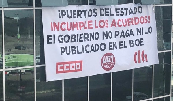 Los sindicatos se encierran en la sede de Puertos de Estado.
